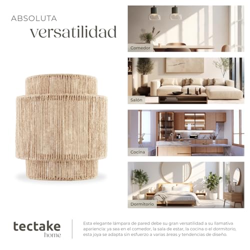 Aplique de pared boho de yute natural tectake con estructura metalica reforzada 5
