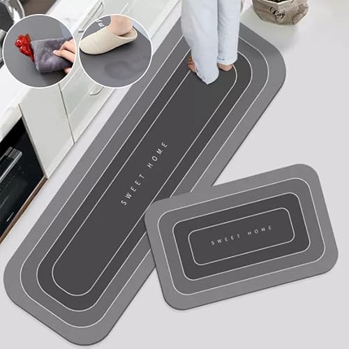 Clefairy 2 Pcs Kitchen Mats, Waterproof Memory Foam Kitchen Rugs, Standing Desk Mat Floor Mats, Comfort Runner Rug Carpets for Kitchen Floor, Sink – (120 * 40 cm, 40 * 60 cm)