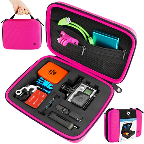 CamKix Carrying Case for Gopro Hero 4, Black, Silver, Hero+ LCD, 3+, 3, 2 and Accessories - Ideal for Travel or Home Storage - Complete Protection - Carabiner and Microfiber Cleaning Cloth Included