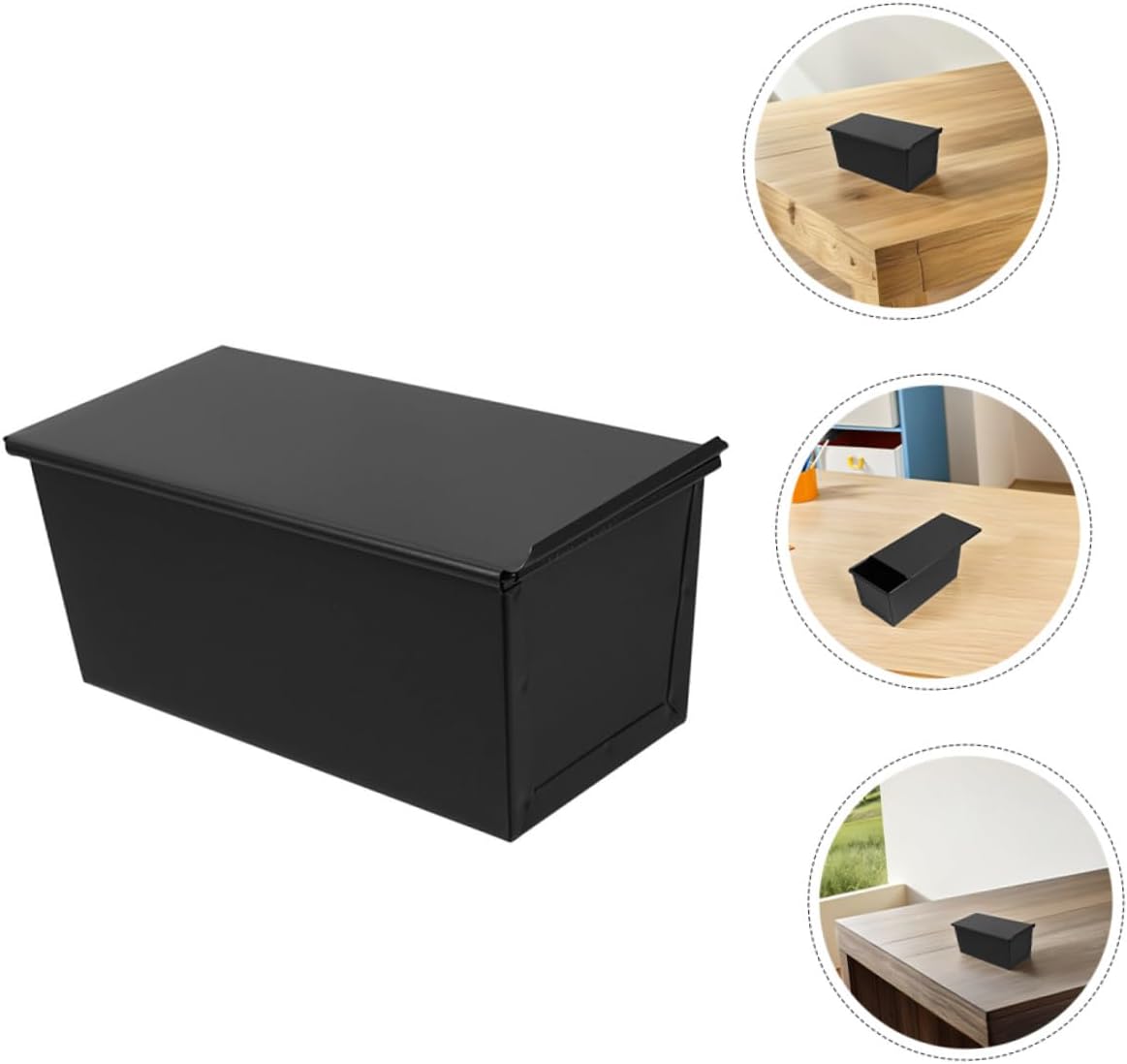 Nonstick Black Loaf Pan with Sliding Lid 1000g Stainless Iron Bread Baking Mold for Homemade Toast Sandwich Box Kitchen Bakeware