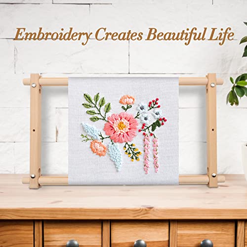 Image of ZOCONE Beech Wood Tapestry Scroll Embroidery Frame, Cross Stitch Frame Holder, 12 inchx21 inch Quilting Frame, Needlepoint Frame, Scroll Frame for Cross Stitch, Needlepoint, Sewing, Embroidery Projects (B)