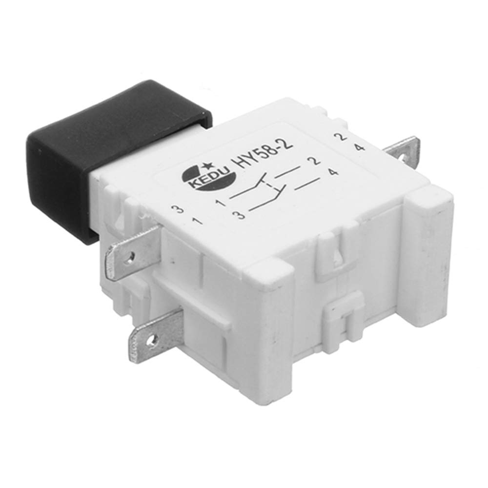 HY58-2 KEDU 16/19A 250/127V 4Pins Electric Power Tool Pushbutton Trigger Switch with Brake, White, 2-Pack