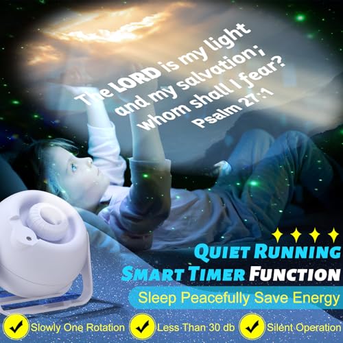 Image of Aurelema Landscape Verses Projector Galaxy Projector Includes 12 Interchangeable Christian Discs Night Light Set Project Religious on Wall or Ceilings for Christian