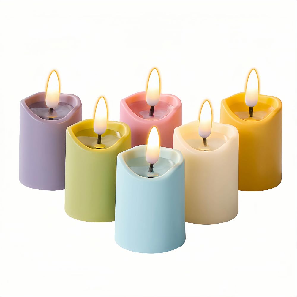 Simplelight Pastel Flameless Votive Candles with Timer, Set of 6