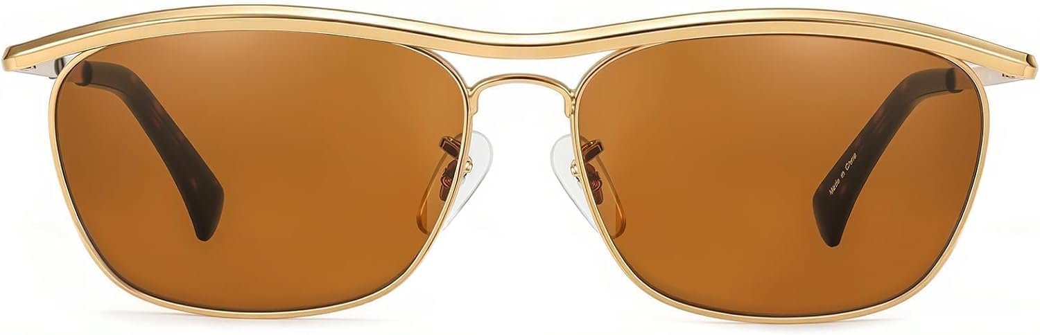 JIM HALO Aviator Sunglasses for Men, Retro Rectangle Driving Sun Glasses Womens UV400 Protection Flat Metal Eyewear - Image 8