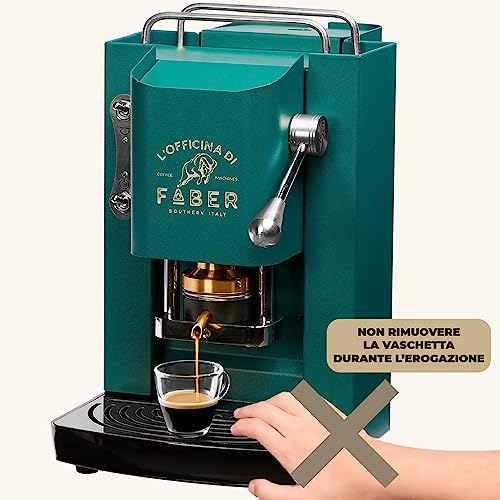 FABER COFFEE MACHINES | Modell Pro Deluxe | Kaffeepadmaschine für 44 mm ESE-Pads | Chrom-Finish | Padpresse aus Messing (British Green)