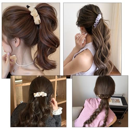5 piezas de pinzas banana de satén, clips para el cabello con color sólido, tamaño mediano, diseño antideslizante para coletas y peinados para mujeres y niñas miniatura 7