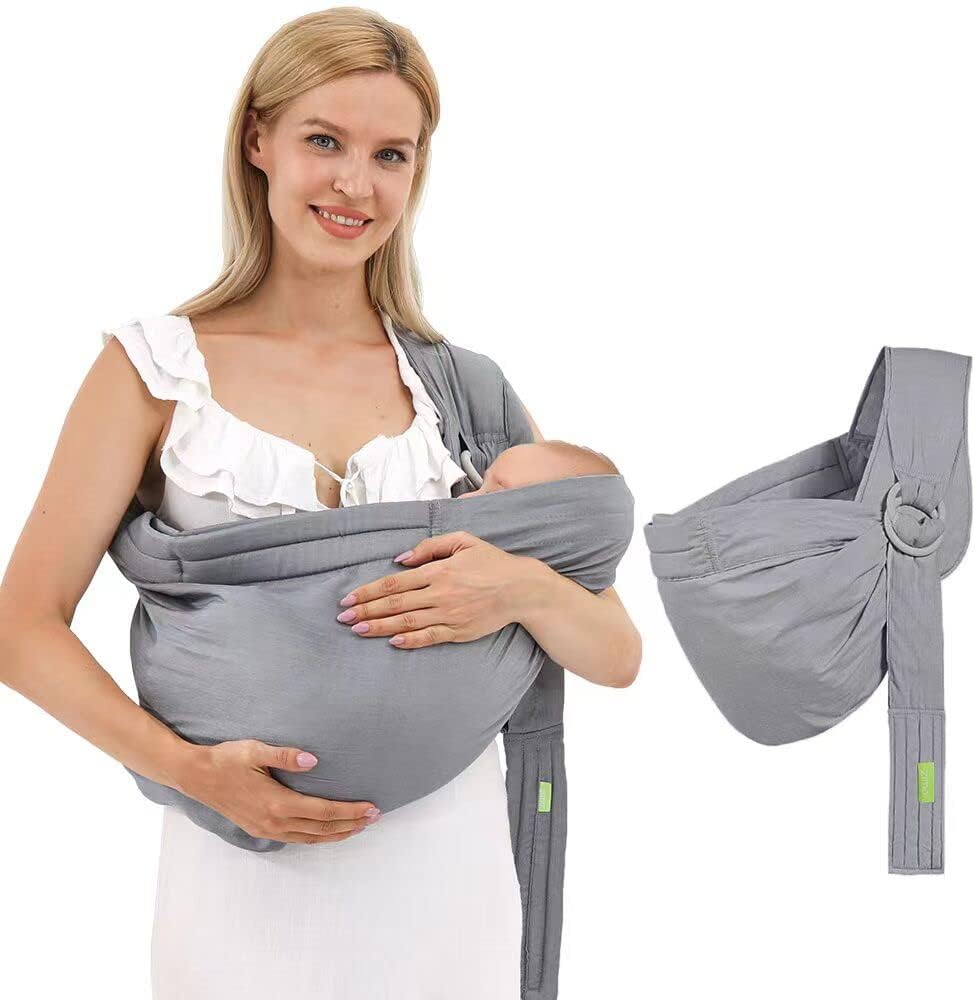Baby Sling-Baby Carrier-Baby Wraps,Soft Adjustable Ring Sling for Newborns Infants, Breathable Multi-Functional Sling for Mom&Dad Support Babies Under 36lbs-Grey