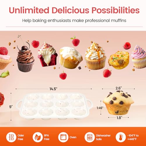 image for Fimary Silicone Muffin Pan for Baking with Metal Reinforced Frame, Non