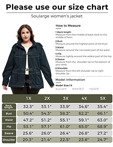 Soularge Women's Plus Size Outdoor Military Hooded Anorak Fall Jackets(Navy,4X) #TOP6