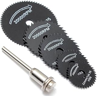 Black Friday DealsOriGlam 6Pcs HSS Saw Blades Circular Saw Blade, Cutting Discs Mandrel Rotary Tool for Dremel Metal Cutter Power Tool Kit Wood Cutting Discs Drill Mandrel