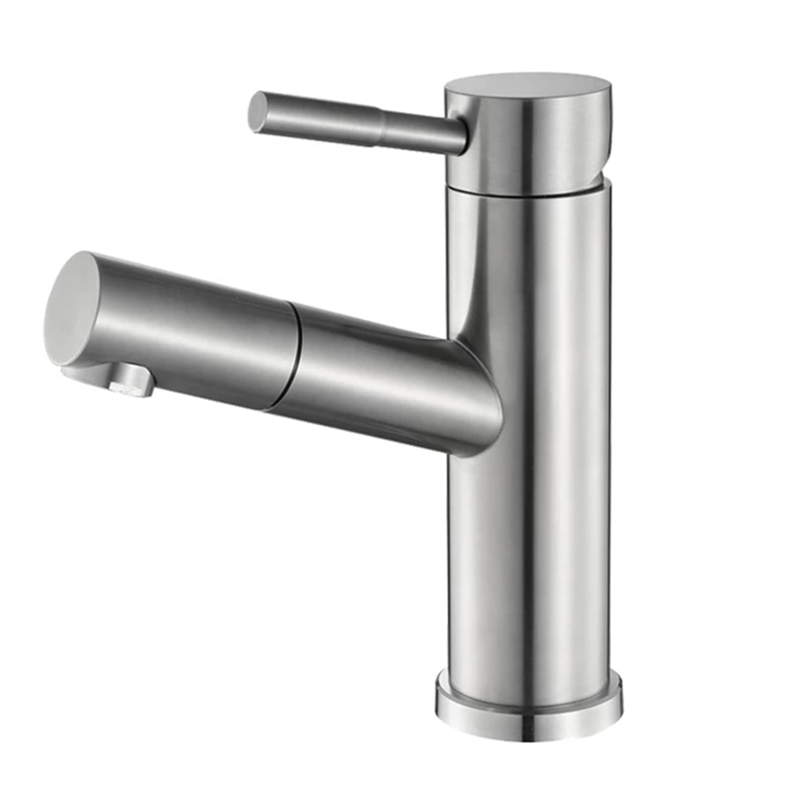 Robinet de lavabo salle de bain extractible mitigeur monotrou eau chaude froide nickel brossé