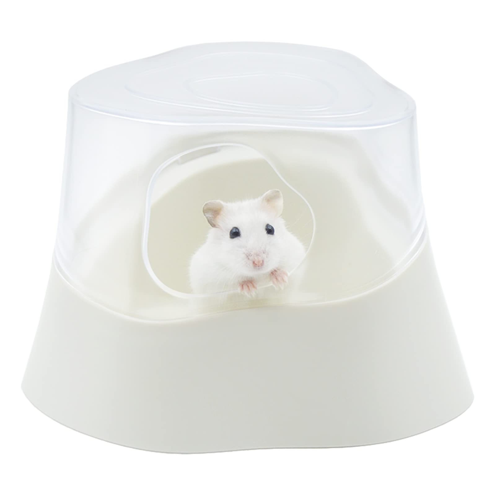 SanmooAio Sand-Bath Box/Shower Room,Large Space Anti-Spill/Anti-turneasy Clean Digging Sand Container, Cage Accessories for Hamsters Mice Lemming Gerbils or Other Small Pets,Brown/Green/White (White)