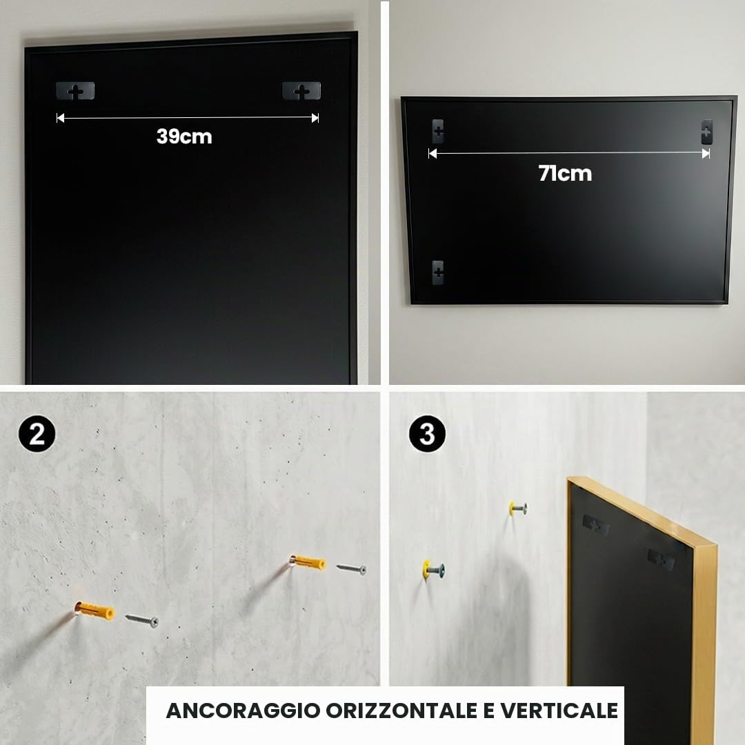 Marctani Specchio per finestra da parete 90 x 60 cm - Specchio industriale decorativo con cornice in metallo - Design rettangolare effetto finestra per ingresso, ingresso e soggiorno
