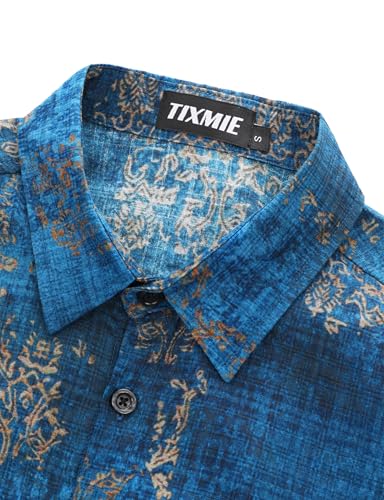 Floral Hawaiian Shirt for Men - Tropical Short Sleeve Button Down Shirts, Retro Cotton Casual Shirt for Summer3