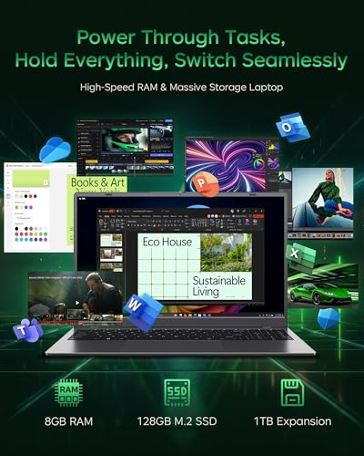 Image of 15.6 Inch Laptop for Students & Business, Pentium 6500Y Up to 3.4GHz, 8GB RAM 128GB SSD, FHD IPS Display, WiFi 5, USB Type-C & HDMI, Lightweight Portable Laptop for Daily Use