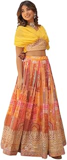 New Indian Ready to Wear Bollywood Bridal-Wedding Style Lehenga Choli for Women's With Stichhed Blouse-(KA)