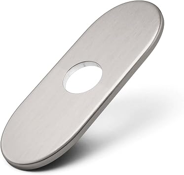 6 Inch Faucet Plate, Sink Hole Cover, 1 or 3 Hole | Brushed Nickel Faucet Deck Plate, 4" Hole Cover Deck, Stainless Steel, Round Faucet Escutcheon for Bathroom Kitchen Vanity