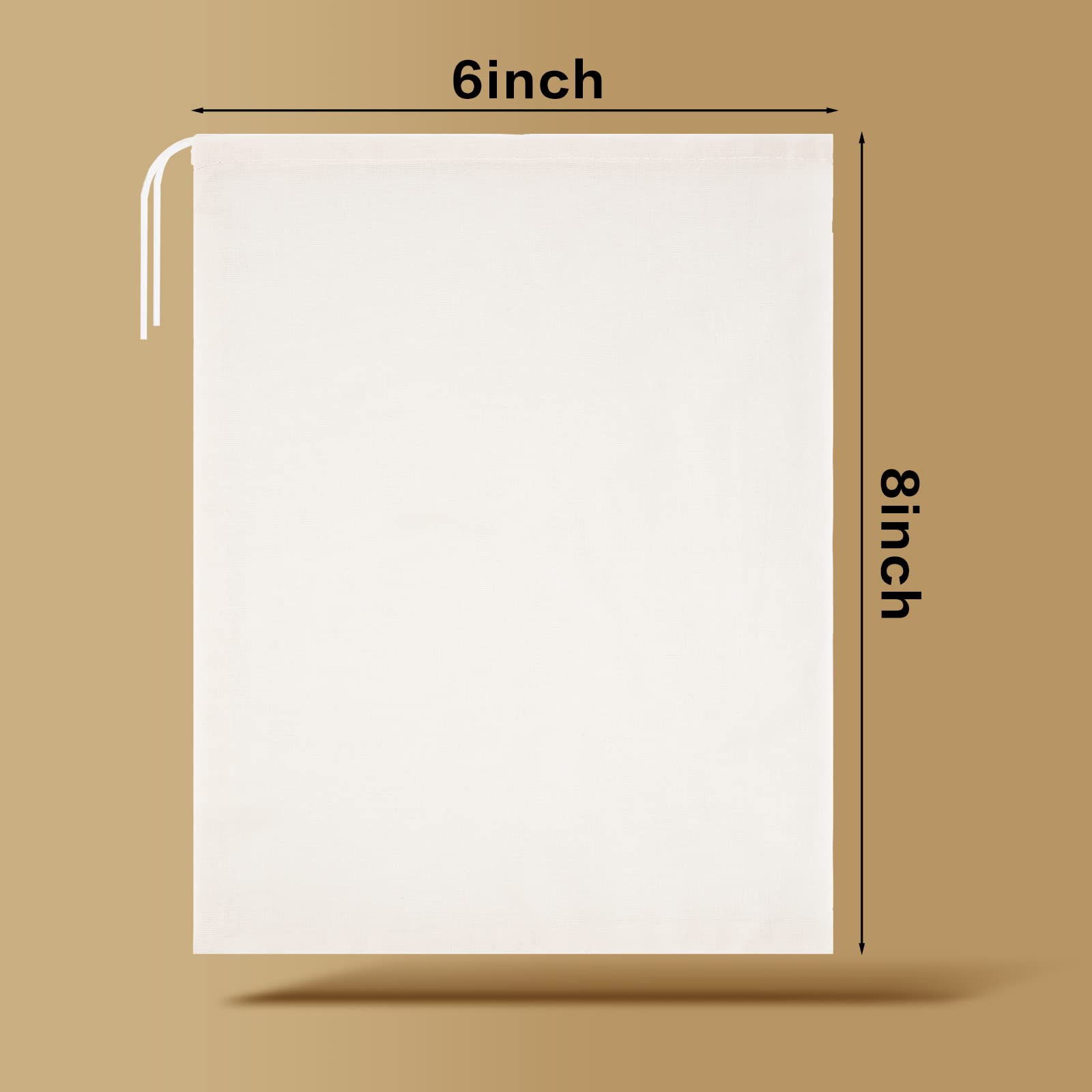 Lot de 50 sacs en mousseline de coton avec cordon de serrage pour le bureau, la maison, la cuisine, beige (20,3 x 25,4 cm)