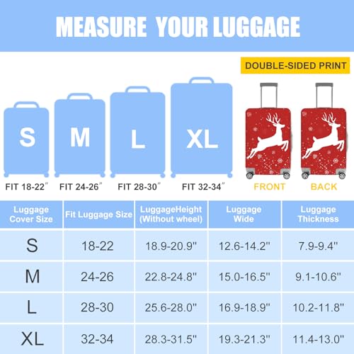 Image of Luggage Cover Suitcase Protector - Christmas & Cute Animal Travel Sleeve, Stretchable Waterproof Baggage Cover,M
