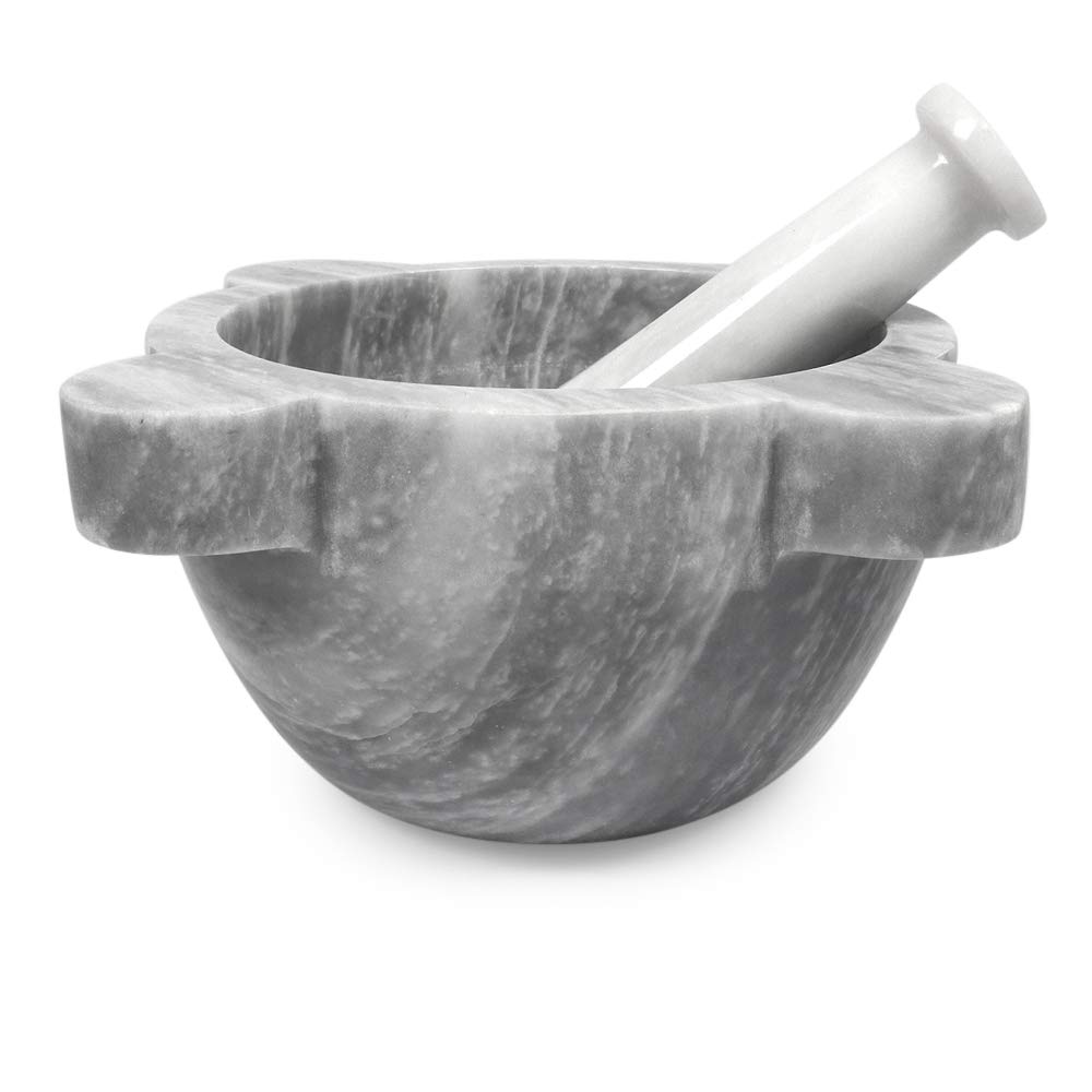 Mortaio da Cucina o Farmacia con Pestello in Marmo Marble Mortar with Pestle Art Decor D.20cm
