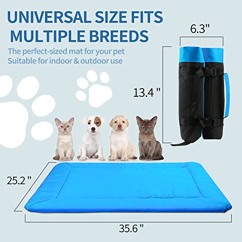 Outdoor Dog Bed,Waterproof Camping Travel Pet Mat, Dog Camping Bed With Anti-Slip Design, Portable Bed Roll For Small Medium Large Pets,Easy To Clean, Durable, Anti-Odor, Blue(35X25 Inch) #TOP1