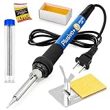 Soldering Iron Kit, 60W Adjustable Temperature 5-in-1 Solder Wire, Stand, Sponge, Rosin Paste Flux, Fast Heating Desoldering Tool for Electronics Repair Hobby DIY 120 V US Plug