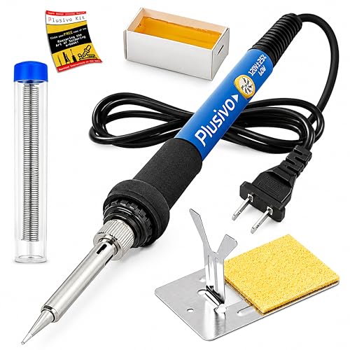 Soldering Iron Kit, 60W Adjustable Temperature 5-in-1 Solder Wire, Stand, Sponge, Rosin Paste Flux...