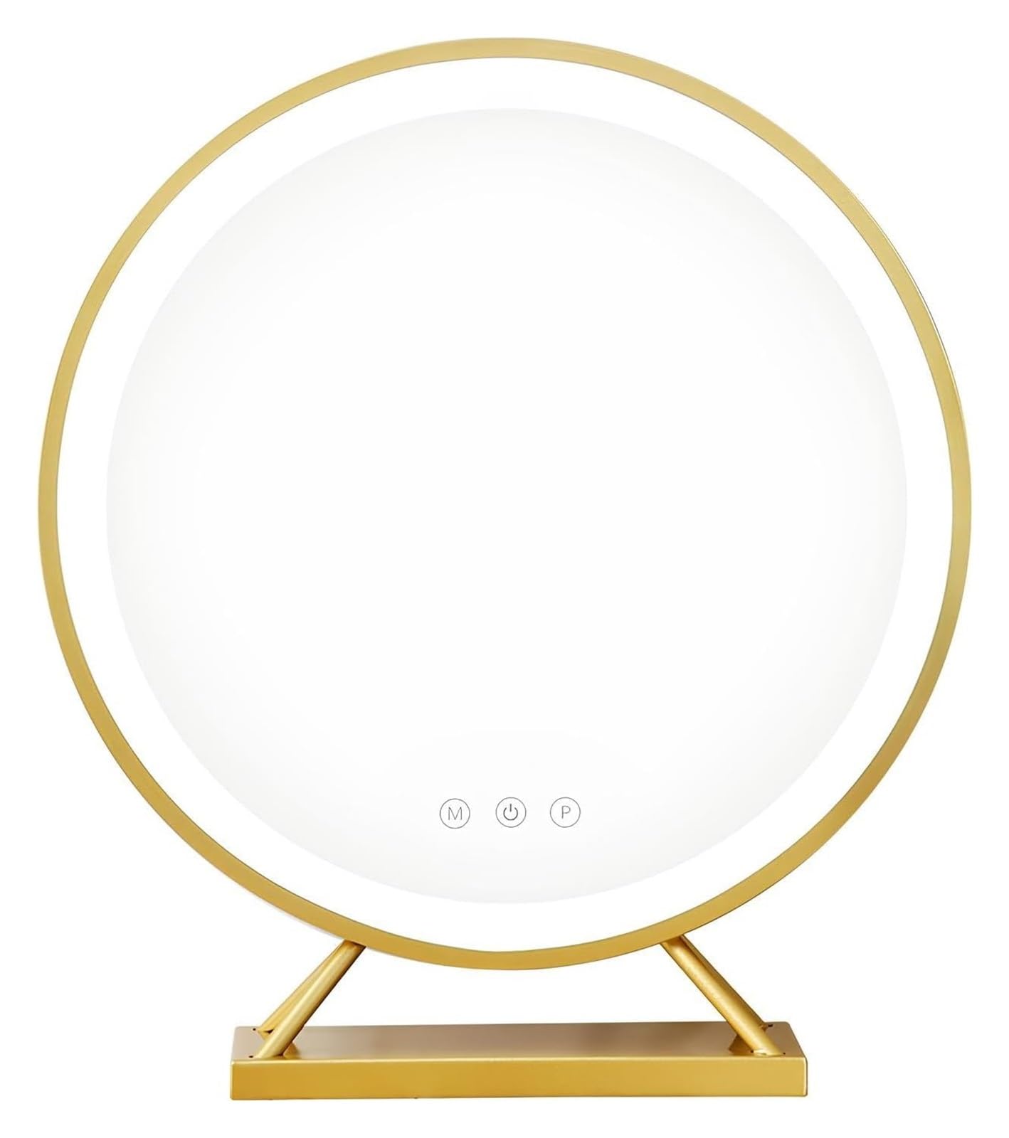 Miroir de maquillage rond avec lumières LED grand format 50cm art en fer