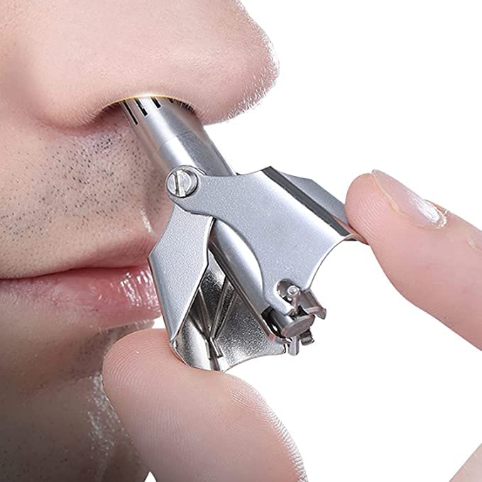 JHBK Nose & Ear Hair Trimmer (No Batteries Required)- Portable Stainless Steel Nose Hair Remover for Men & Women/Professional Manual Washing Vibrissa Razor Nasal Shaver