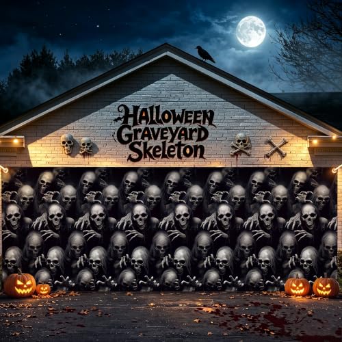 Image of Kochorie 100 Ft x 54 Inch Halloween Graveyard Skeleton Tablecloth Roll with Cutter Box Waterproof Plastic Horror Theme Skeleton Ghouls Photography Backdrop for Halloween Spooky Party Decor