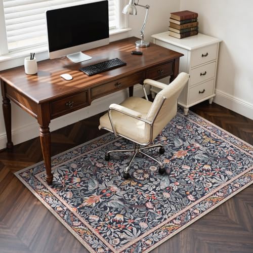 Anidaroel 48"x60" Office Chair Mat for Hardwood Floor/Tile, Vintage Desk