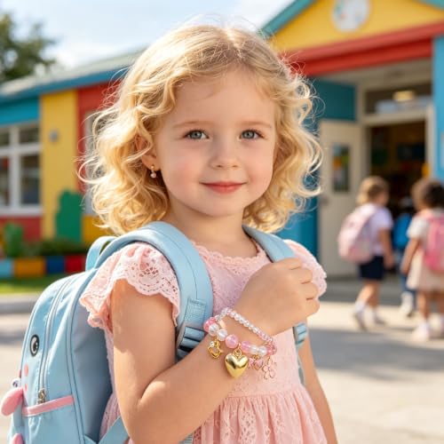 Image of First Day of Kindergarten Bracelets,First Day of School Bracelets for Mom and Daughter,Back to School Bracelet Pre-K Matching Heart Wish Adjustable Bracelet