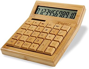 Sengu Functional Desktop Calculator Solar Power Bamboo Calculators with 12-Digit Large Display …