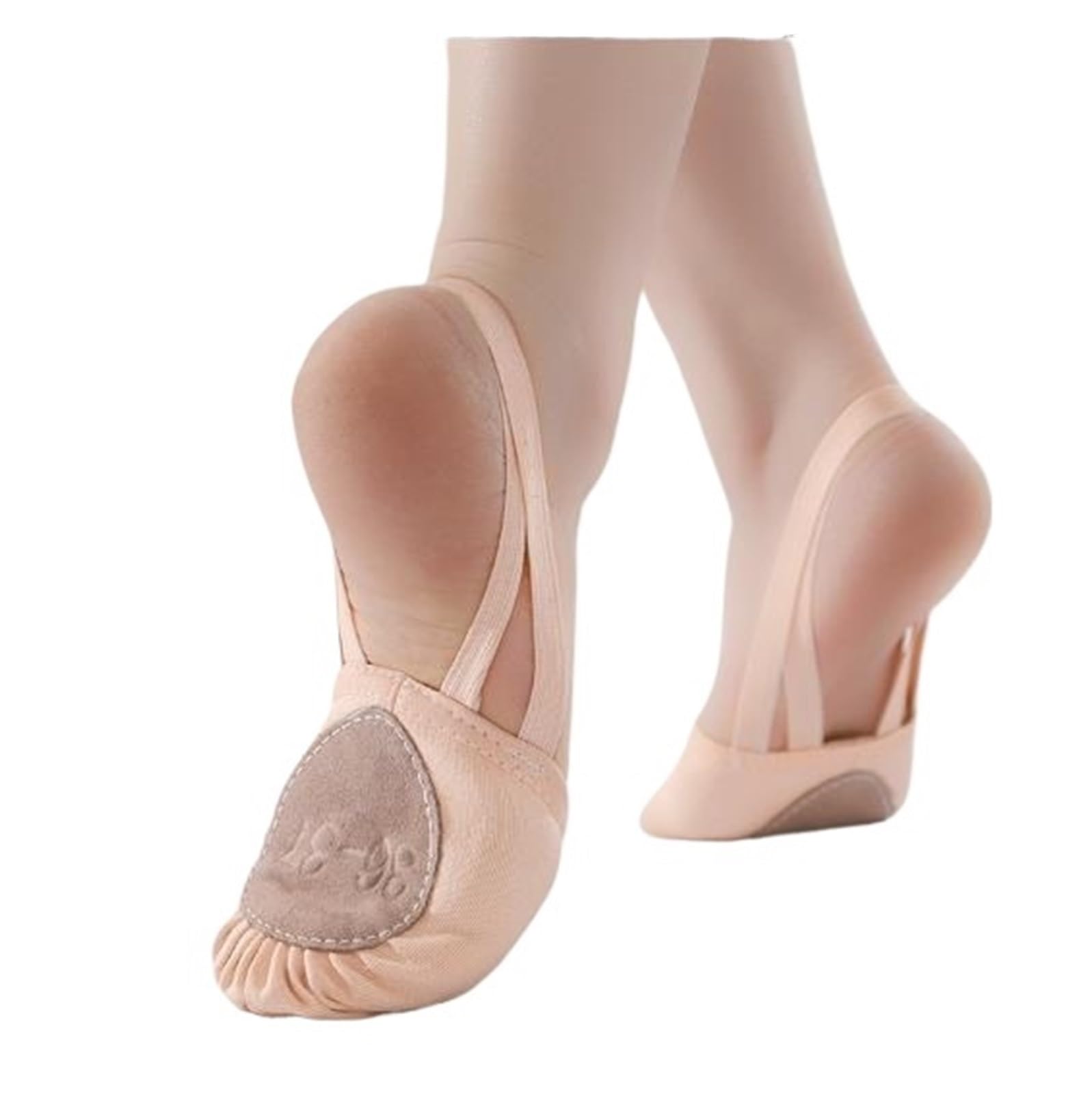 Punteras Gimnasia Ritmica Zapatilla de Ballet Media Suela for Gimnasia rítmica, con Tira elástica(Light Pink,Girls_30-31)