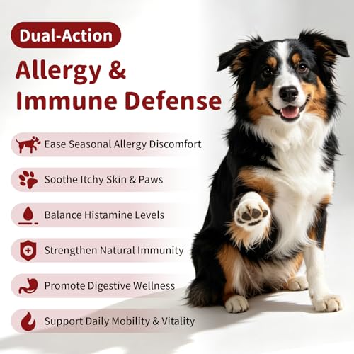 Dog Allergy Chews - Paw Licking, Seasonal Allergy & Itch Relief - Probiotics for Dogs Immune & Gut Health with Turkey Tail Mushroom, Pumpkin - Bacon Flavor - 90 Count — view 2