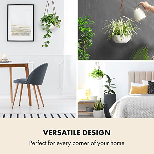 Fox & Fern Hanging Plant Holder, Hanging Planter, Small Hanging Planters For Indoor Plants, Hanging Planters For Outdoor Plants, Plant Hanger Indoor - Geometric Polystone - Matte White #TOP1