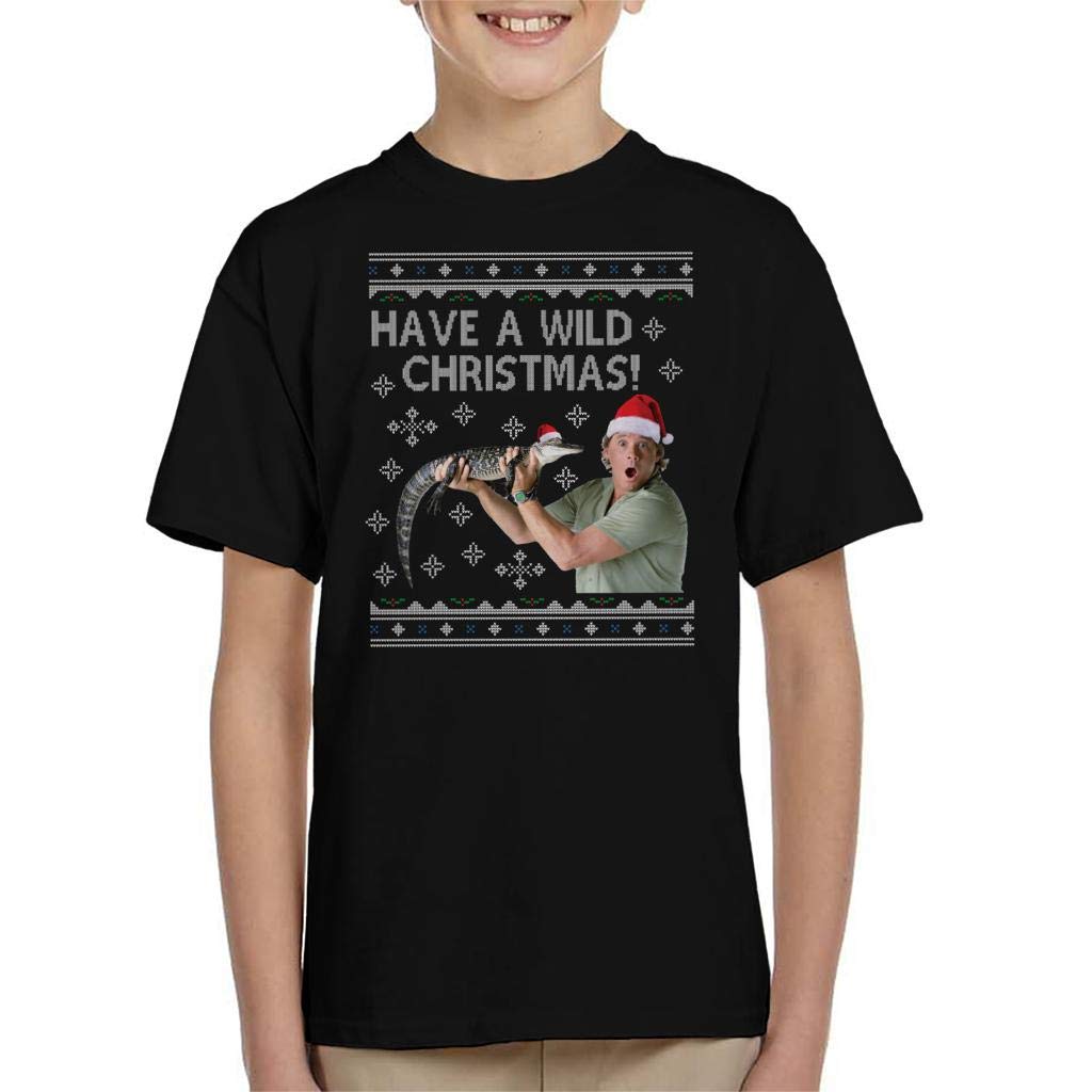 Cloud City 7 Black Steve Irwin Have A Wild Christmas Kid's T-Shirt