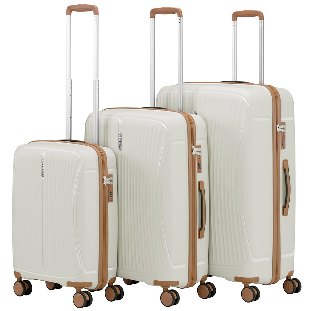 Set 3 Valigie Rigide in ABS, Valigia Rigida 38-59 - 90 Litri, Manico Telescopico, Ruote Easy Roll, Trolley Resistente e Leggero da Viaggio, Bagaglio a Mano (Bianco Perla)