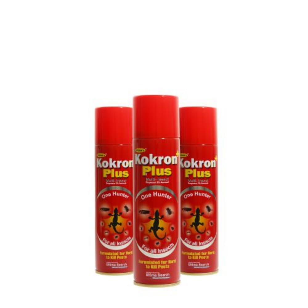 Kokron Plus Multi-Insect Killer Spray | 400ml Each | Ready to Use | Fast Action Against Cockroaches, Ants & Mosquitoes | Pack of 3-image-29