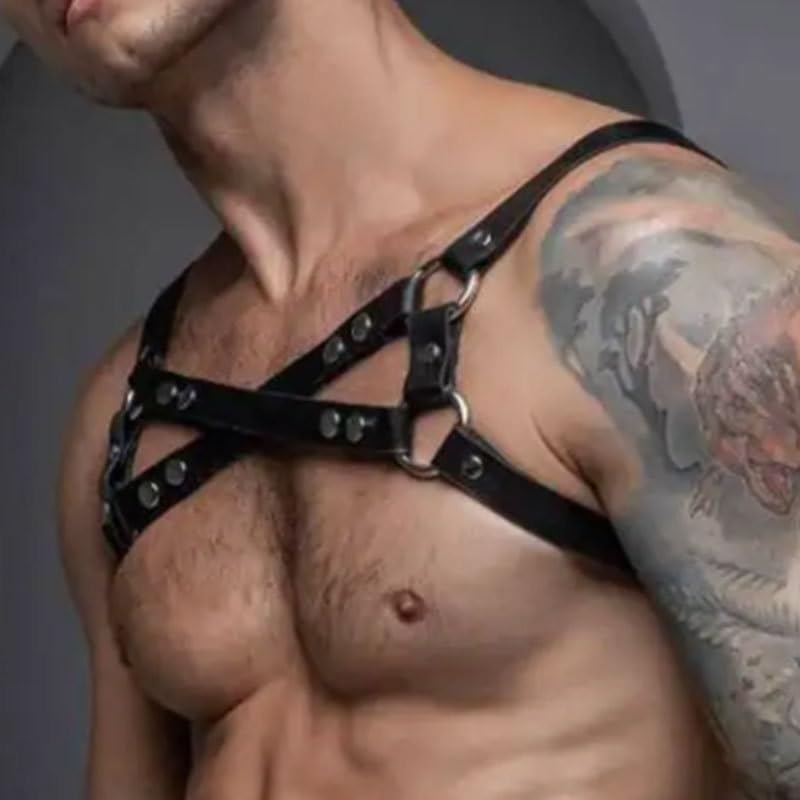 Fstrend Chest Harness Belt for Men Black Shoulder Leather Strap Fashion Rave Body Accessory3