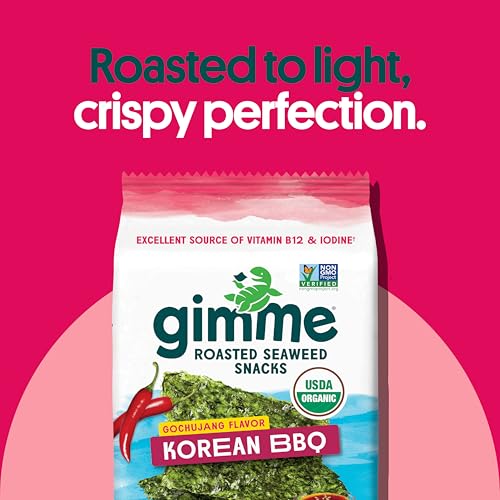 image for Gimme Seaweed Organic Premium Roasted Seaweed Snacks, Korean BBQ, 12 C