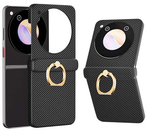 PAILAIMEN ZTE Libero Flip 5G ケース リング付き nubia Flip 5G 用 ケース 擦り傷防止 しま模様 スタンド機能 A304ZT カバー 耐衝撃 ZTE Libero Flip 専用 カバー PC libero fli