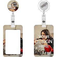 Custom Badge Holder with Retractable Reel, PU Leather | Personalized Photo Print, 4 x 2.5 Inch Size, Belt Clip Attachment, ID Card Compatible, Retractable Mechanism