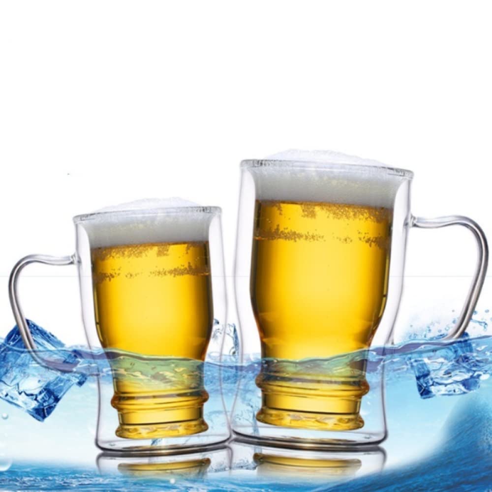 Jarras De Cerveza Vaso de degustación de cerveza, copas de vino de cerveza de gran capacidad, tazas de agua, taza de té, vasos de vidrio de doble fondo, vasos para beber para fiesta de cerveza Vaso