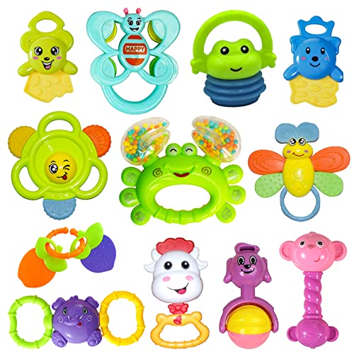 WISHKEY Plastic Colorful Non Toxic BPA Free Shake & Grab Rattles And