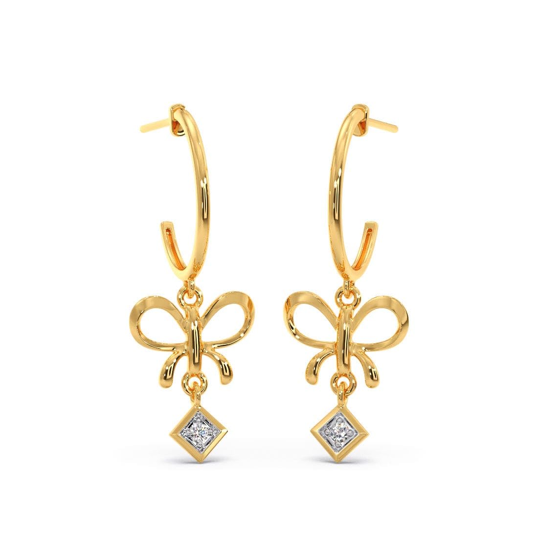 CANDERE - A KALYAN JEWELLERS COMPANY 18K BIS Hallmark Pure Yellow Gold and certified SIIJ Real Diamond Dangle Earring for Womens with Push Back closure (B0CNLJDW7N) Amazon Price History, Amazon Price Tracker
