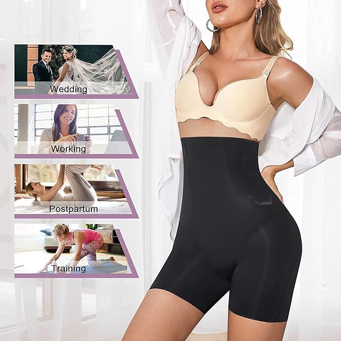 Image of KROYWEN Women High Waist Shapewear with Anti Rolling Silicone Strip Tummy Control Tucker