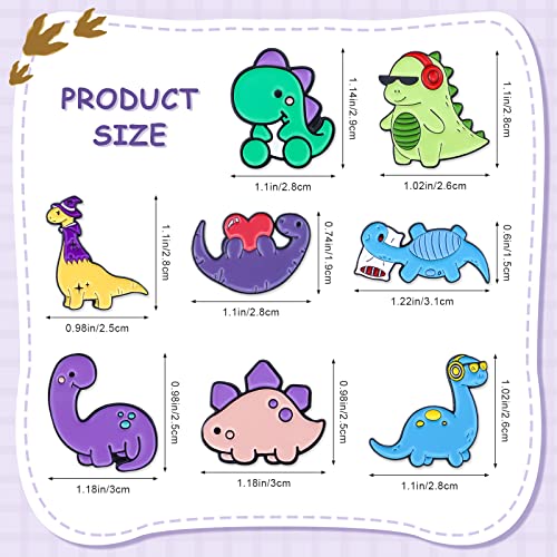 Image of Cute Dinosaur Enamel Lapel Pin Set, LEEFONE 8 PCS Cartoon Animal Brooch Pin, Novelty Animal Pattern Badges Brooch Pins for Clothing Bags Jackets Accessories Supplies DIY Crafts Women Men