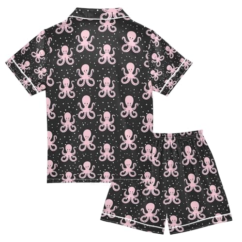 senya Star Octopus Satin Summer Pajama Sets Silk Short Sleeve Button Down Sleepwear2